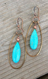 Turquoise and Copper Hoop Earrings