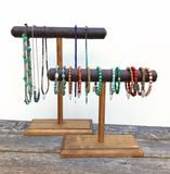 Jewelry Display, Bracelet Stand, Necklace Holder, Necklace Stand, Set of 2 Wooden T-Bar Jewelry Stands, Western Style Displays