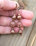 Bohemian Ethnic Copper Dangle Earrings