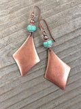 Copper and Turquoise Geometric Dangle Earrings