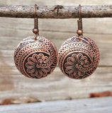 etched copper earrings