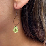 Green Patina Paisley and Copper Drop Earrings