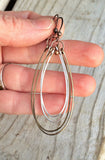 long hoop copper silver earrings
