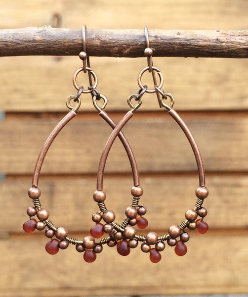 Red Teardrop Copper Hoop Earrings – Rustica Jewelry