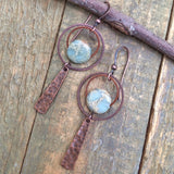African Opal and Copper Dangle Earring