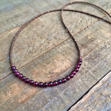 Minimalist Garnet Necklace with Antiqued Copper Accents