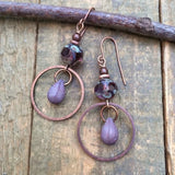 purple czech glass earrings