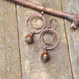 Burnt Orange and Copper Hoop Earring
