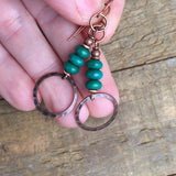 Green Turquoise and Copper Ring Earring