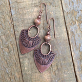 Copper and Pink Jasper Ethnic Inspired Stone Earring