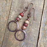 Earthy Red and Beige African Opal Earring
