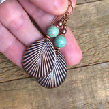 Copper Leaf Earring with Turquoise Earring