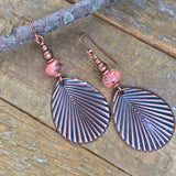 Pink Jasper and Copper Leaf Earring