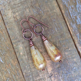 Golden Yellow Czech Glass Earring