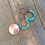 Turquoise Hoop Earrings, Arizona Turquoise Jewelry, Minimalist Tiny Hoop Earrings, Horseshoe Earrings, Turquoise Copper Jewelry