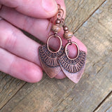Copper and Pink Jasper Ethnic Inspired Stone Earring