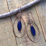 navy blue czech glass earrings