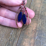 navy blue czech glass earrings