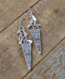 Silver Boho Dangle Earrings, Ethnic Silver Drop Earrings, Silver Boho Jewelry