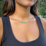 Minimalist Silver and Turquoise Necklace, Tiny Layering Necklace