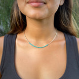 Minimalist Silver and Turquoise Necklace, Tiny Layering Necklace