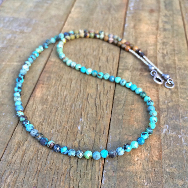 Silver Turquoise Choker with Ombre Turquoise Stones and Silver Accents