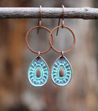 Small Patina Copper Teardrop Earrings