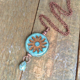 Copper Sun Celestial Necklace with Copper Chain