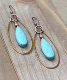 Turquoise and Copper Hoop Earrings
