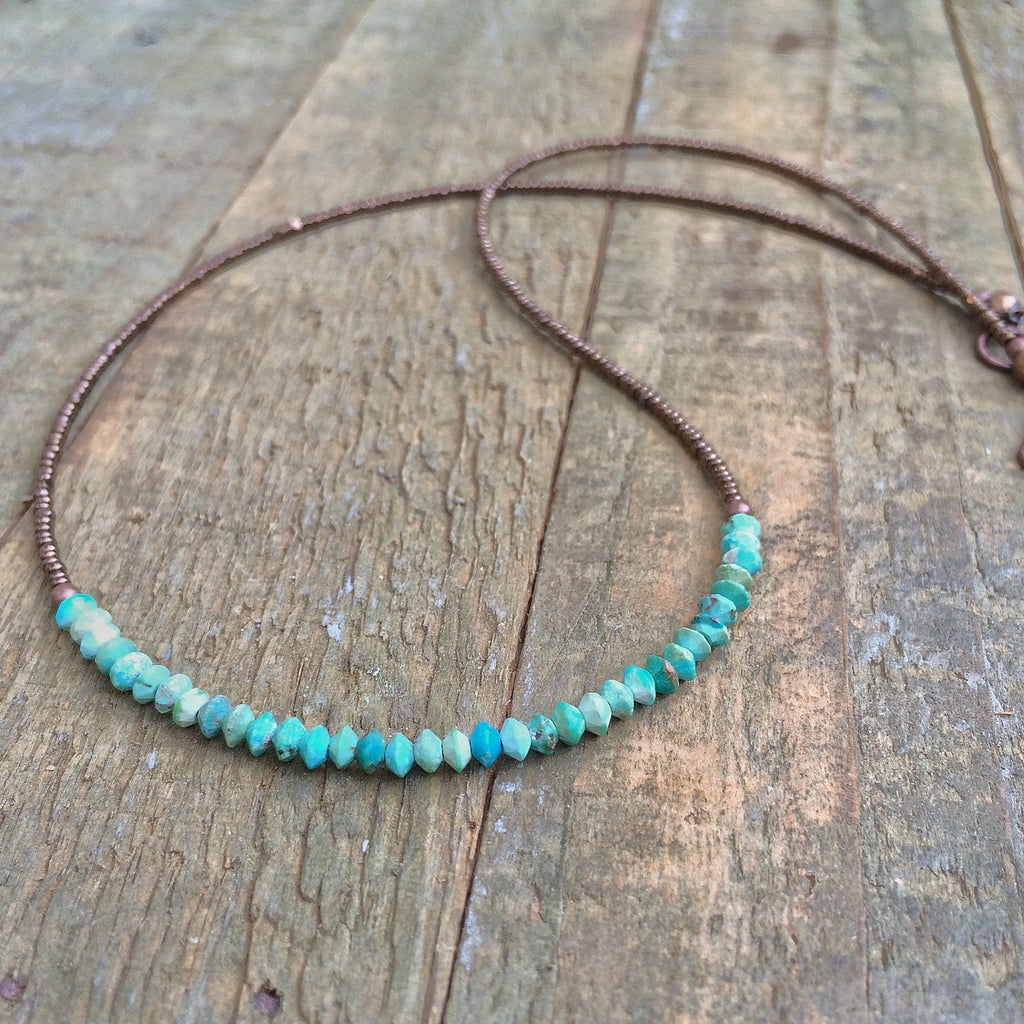Turquoise Multi Strand Beaded Necklace - Ruby Lane